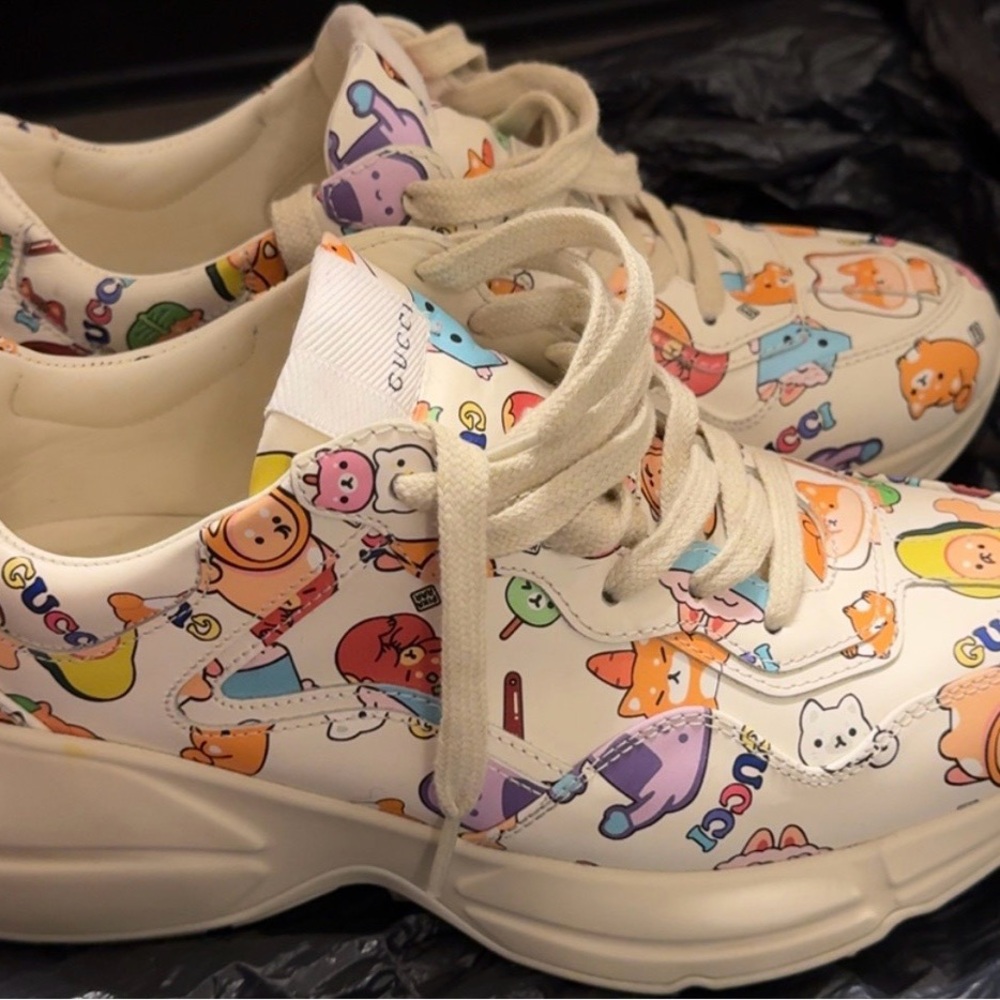 Gucci Cream Cartoon Print Sneakers